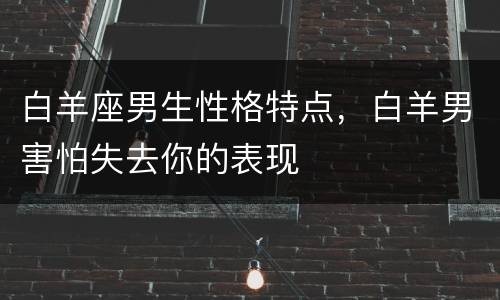 白羊座男生性格特点，白羊男害怕失去你的表现