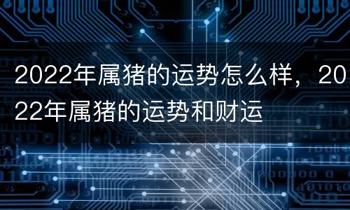 2022年属猪的运势怎么样，2022年属猪的运势和财运