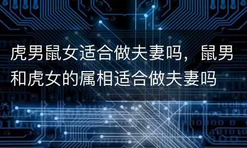 虎男鼠女适合做夫妻吗，鼠男和虎女的属相适合做夫妻吗