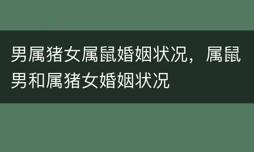 男属猪女属鼠婚姻状况，属鼠男和属猪女婚姻状况