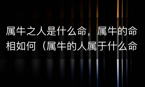 属牛之人是什么命，属牛的命相如何（属牛的人属于什么命）