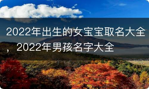2022年出生的女宝宝取名大全，2022年男孩名字大全