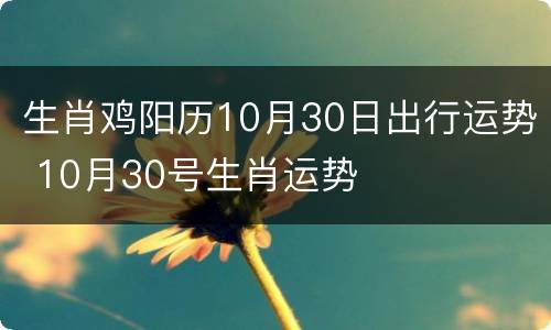 生肖鸡阳历10月30日出行运势 10月30号生肖运势