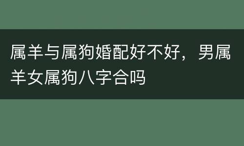 属羊与属狗婚配好不好，男属羊女属狗八字合吗
