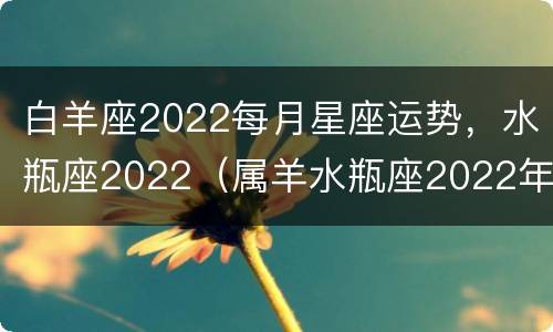 白羊座2022每月星座运势，水瓶座2022（属羊水瓶座2022年运势）