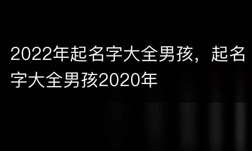 2022年起名字大全男孩，起名字大全男孩2020年