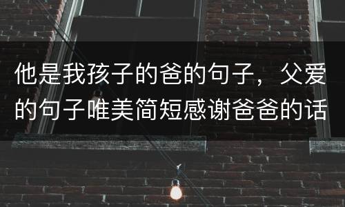 他是我孩子的爸的句子，父爱的句子唯美简短感谢爸爸的话