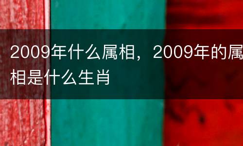 2009年什么属相，2009年的属相是什么生肖