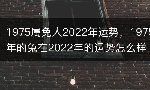 1975属兔人2022年运势，1975年的兔在2022年的运势怎么样