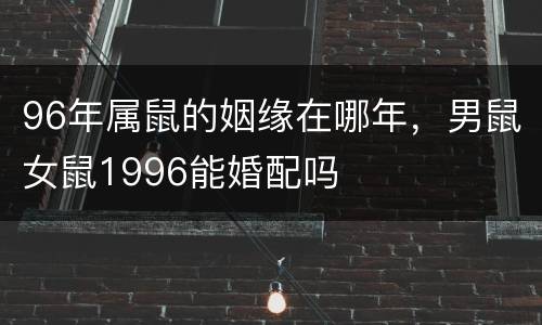 96年属鼠的姻缘在哪年，男鼠女鼠1996能婚配吗