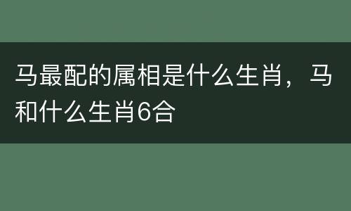 马最配的属相是什么生肖，马和什么生肖6合