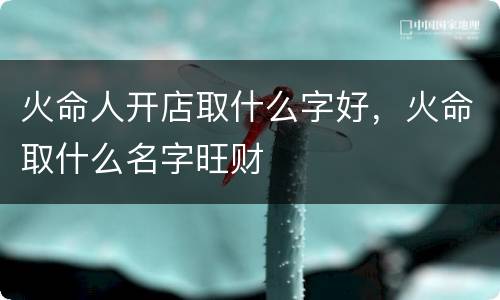 火命人开店取什么字好，火命取什么名字旺财