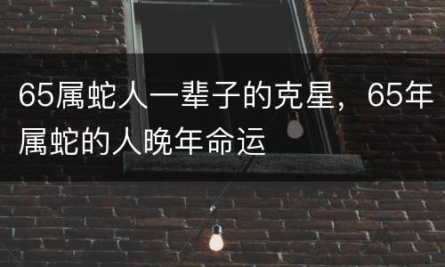 65属蛇人一辈子的克星，65年属蛇的人晚年命运