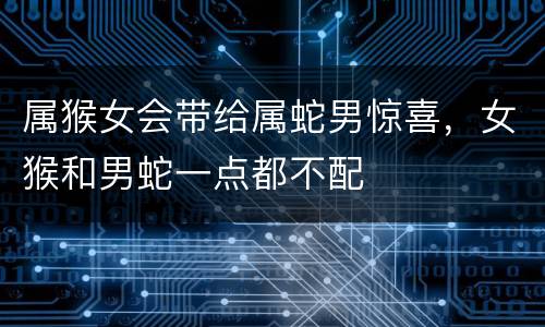 属猴女会带给属蛇男惊喜，女猴和男蛇一点都不配