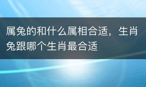 属兔的和什么属相合适，生肖兔跟哪个生肖最合适