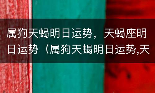 属狗天蝎明日运势，天蝎座明日运势（属狗天蝎明日运势,天蝎座明日运势如何）