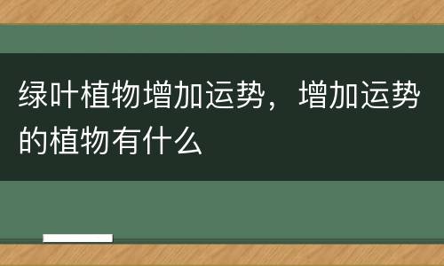 绿叶植物增加运势，增加运势的植物有什么