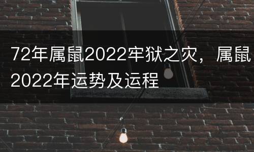 72年属鼠2022牢狱之灾，属鼠2022年运势及运程