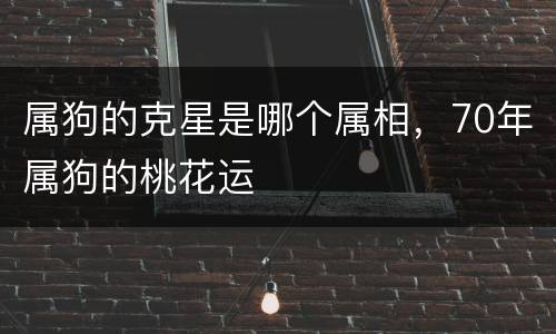 属狗的克星是哪个属相，70年属狗的桃花运