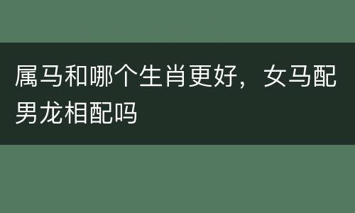 属马和哪个生肖更好，女马配男龙相配吗