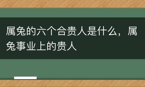 属兔的六个合贵人是什么，属兔事业上的贵人