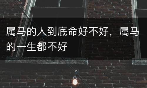属马的人到底命好不好，属马的一生都不好