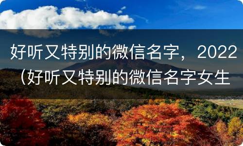 好听又特别的微信名字，2022（好听又特别的微信名字女生）