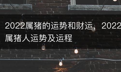 2022属猪的运势和财运，2022属猪人运势及运程