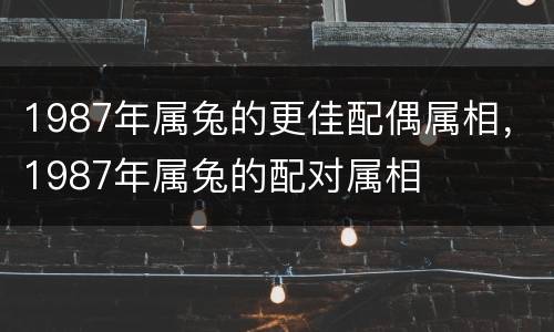 1987年属兔的更佳配偶属相，1987年属兔的配对属相
