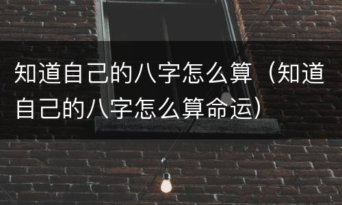 知道自己的八字怎么算（知道自己的八字怎么算命运）