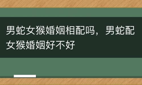 男蛇女猴婚姻相配吗，男蛇配女猴婚姻好不好