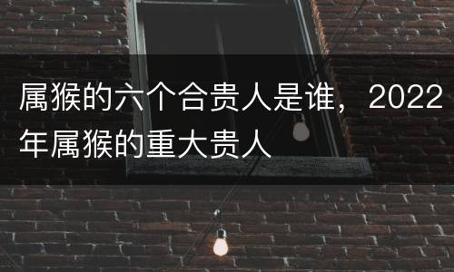 属猴的六个合贵人是谁，2022年属猴的重大贵人