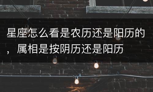 星座怎么看是农历还是阳历的，属相是按阴历还是阳历