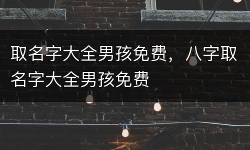 取名字大全男孩免费，八字取名字大全男孩免费