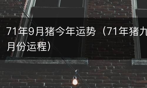 71年9月猪今年运势（71年猪九月份运程）