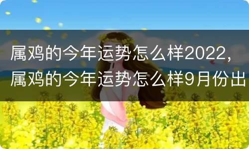 属鸡的今年运势怎么样2022，属鸡的今年运势怎么样9月份出生的