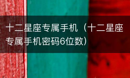 十二星座专属手机（十二星座专属手机密码6位数）
