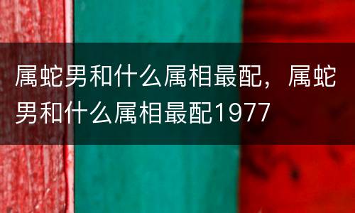 属蛇男和什么属相最配，属蛇男和什么属相最配1977