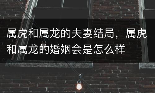 属虎和属龙的夫妻结局，属虎和属龙的婚姻会是怎么样