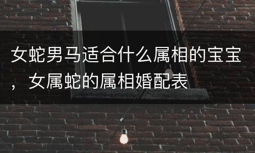 女蛇男马适合什么属相的宝宝，女属蛇的属相婚配表
