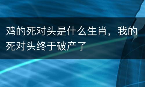 鸡的死对头是什么生肖，我的死对头终于破产了