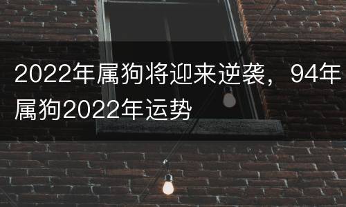 2022年属狗将迎来逆袭，94年属狗2022年运势