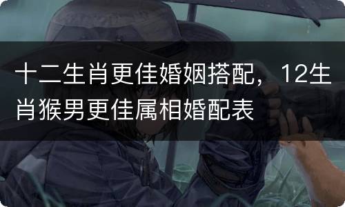 十二生肖更佳婚姻搭配，12生肖猴男更佳属相婚配表