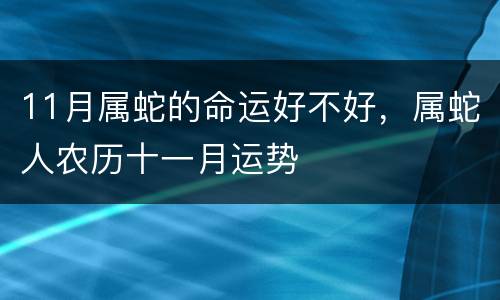 11月属蛇的命运好不好，属蛇人农历十一月运势