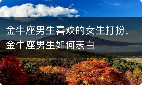 金牛座男生喜欢的女生打扮，金牛座男生如何表白