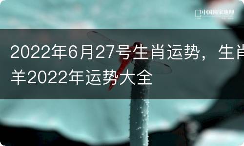 2022年6月27号生肖运势，生肖羊2022年运势大全