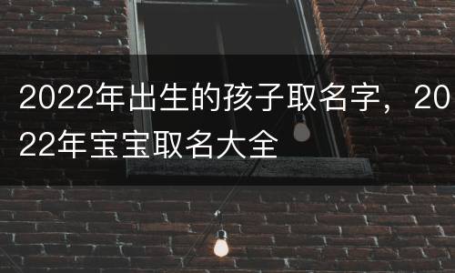 2022年出生的孩子取名字，2022年宝宝取名大全
