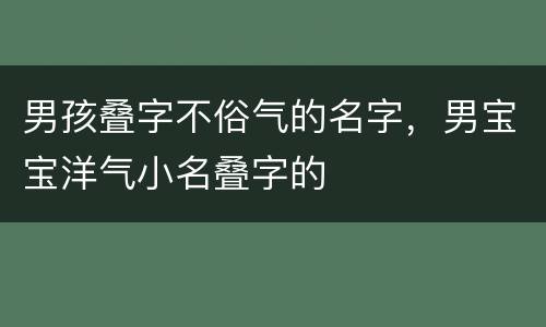 男孩叠字不俗气的名字，男宝宝洋气小名叠字的
