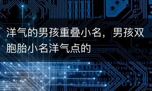 洋气的男孩重叠小名，男孩双胞胎小名洋气点的