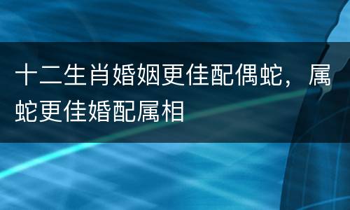 十二生肖婚姻更佳配偶蛇，属蛇更佳婚配属相
